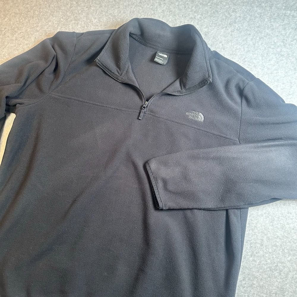 The North Face Men's XL Black 1/4 Zip Fleece Pullover Embroidered Logo Jacket
